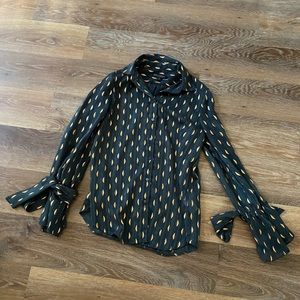 Banana republic green and gold foil blouse